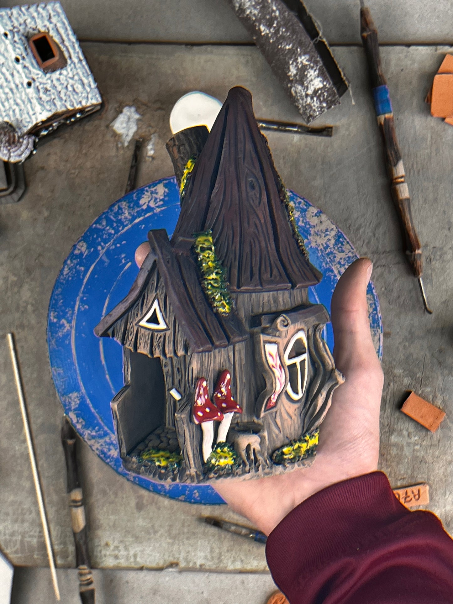 Tall Crooked Witch House - Fairytale Ceramic Aroma Oil Burner and Tea Light Holder (A2)