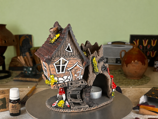 Crooked Witch Cottage - Fairytale Ceramic Aroma Oil Burner and Tea Light Holder (A5)