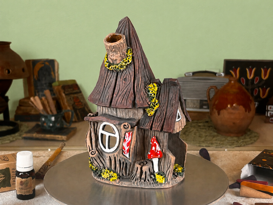 Tall Crooked Witch House - Fairytale Ceramic Aroma Oil Burner and Tea Light Holder (A2)