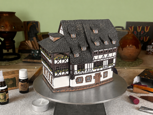 Large Half Timbered Manor House - Ceramic Aroma Oil Burner and Tea Light Holder (A157)