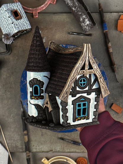 Turret Village House - Ceramic Aroma Oil Burner and Tea Light Holder (A180)