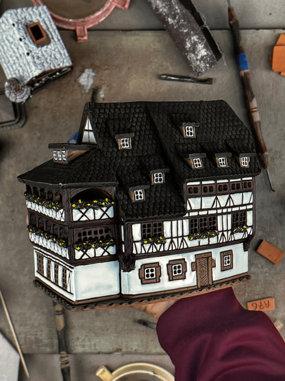 Large Half Timbered Manor House - Ceramic Aroma Oil Burner and Tea Light Holder (A157)