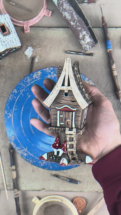 Pointed Roof Witch Cottage - Fairytale Ceramic Aroma Oil Burner and Tea Light Holder (A6)